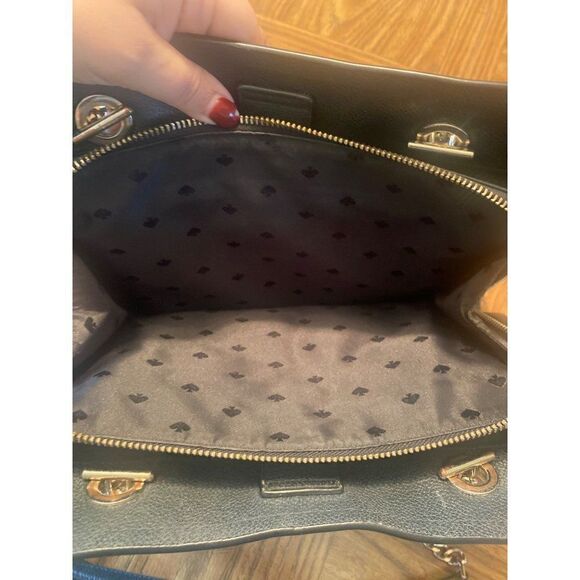 Kate Spade women’s black leather medium rectangle chain handle bag with pockets - Picture 7 of 10